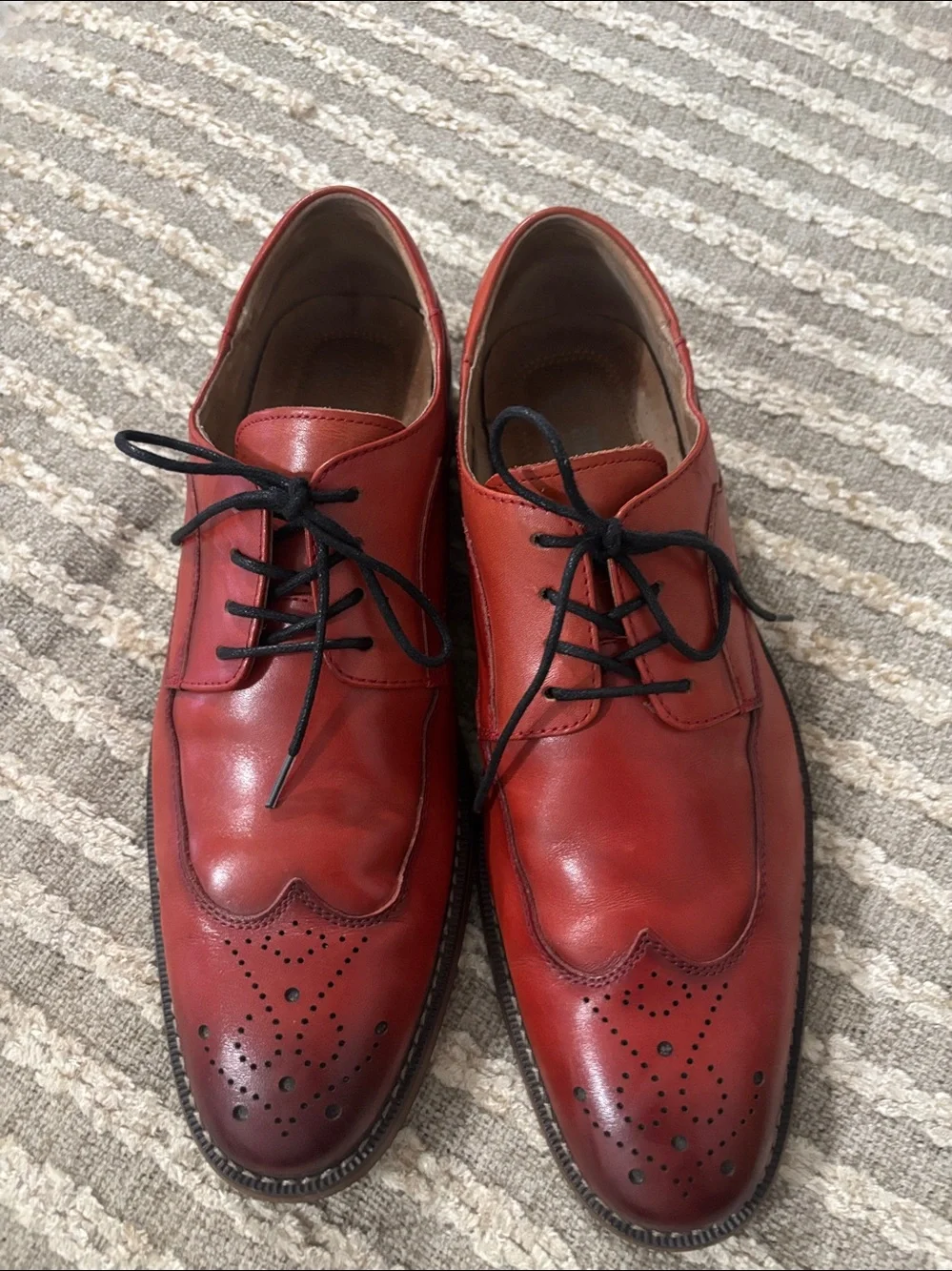 Stacy Adams Fletcher Wingtip Oxford Red Men's Dress Leather Shoes Size: 10